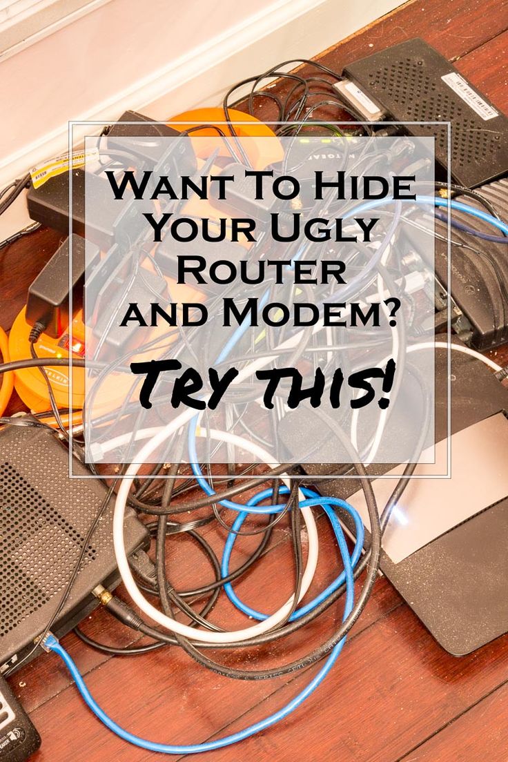 a pile of electronic equipment with the words want to hide your ugly router and modern? try this