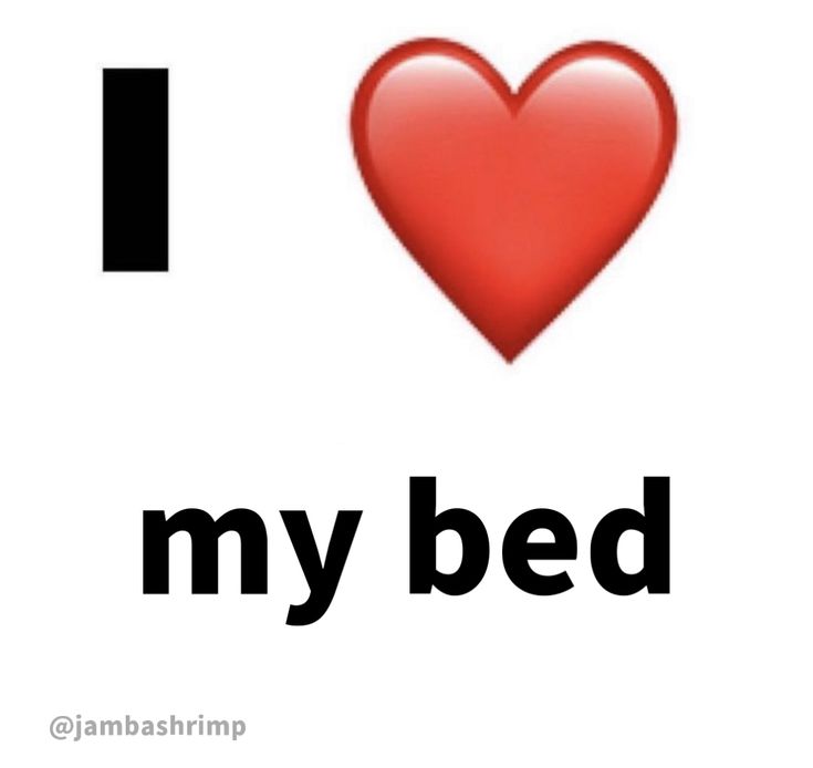 an i love my bed sign with a red heart on the front and black lettering