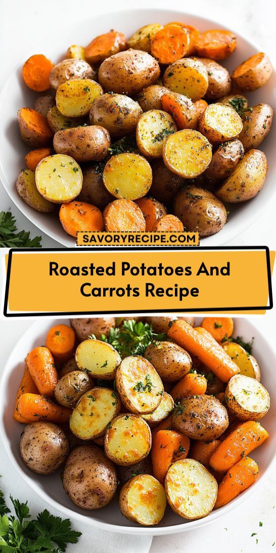 roasted potatoes and carrots recipe in two bowls