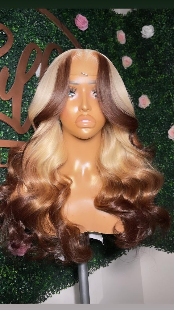 Long Wavy Brown To Blonde Wig T Part Lace Front 100% Human Hair Wig Pre Plucked | eBay Ombre Brown Wig Black Women, Blonde And Brown Lace Front Wigs, 613 And Brown Wig, Ombre 613 Wig, Brown Ombré Wig, Blonde And Brown Ombre Hair, Brown And Blonde Lace Front Wig, Toned Blonde Frontal Wig, Brown And Blond Wig