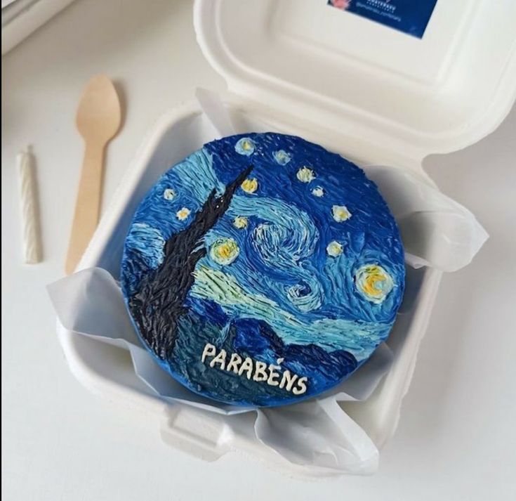 there is a cake in the shape of a van goghn's starry night