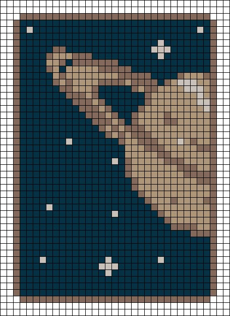 a cross - stitch pattern of a man's face in the dark blue background