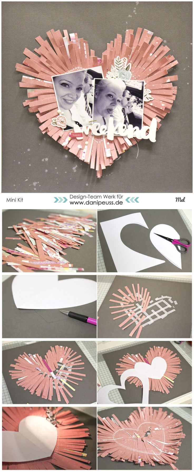 the steps to make a paper heart with pictures on it