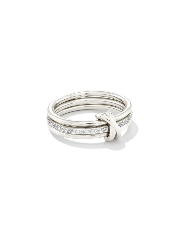 Featuring a triple-stacked band, the Tia Sterling Silver Band Ring in White Sapphire adds texture and sparkle with its modern design and pavé eternity band. Designed to last, wear with everything from your everyday rings to your most elevated occasion pieces. Silver Everyday Rings, Designer Silver Jewelry, Stacked Silver Rings, Everyday Diamond Ring, Dainty Silver Rings, Silver Ring Stack, Jewelry Rings Silver, Triple Band Ring, Silver Jewlery