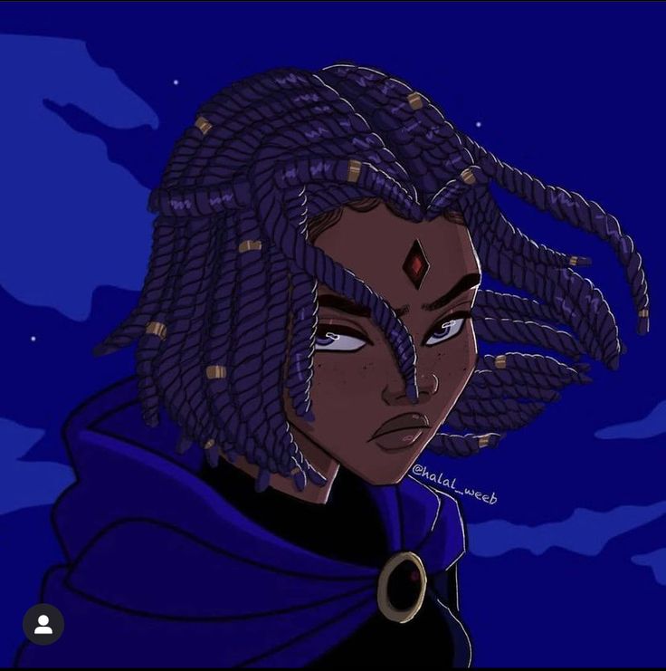 a drawing of a woman with dreadlocks on her head and wearing a cape