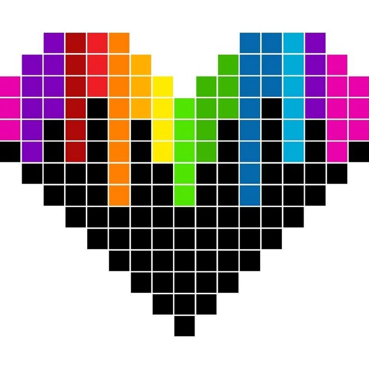 a heart made up of squares in different colors