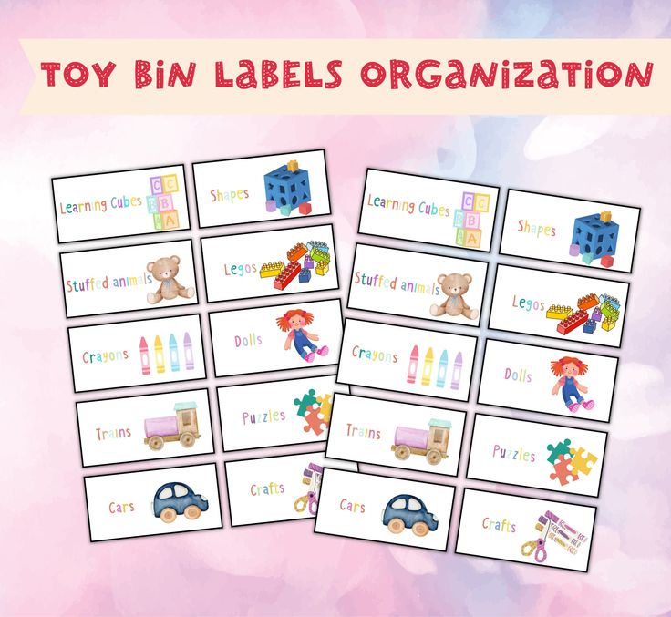 the toy bin labels are organized and ready to be used