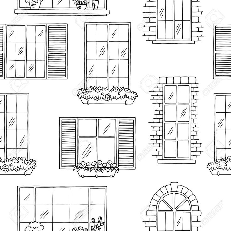 a set of windows with shutters and flowers