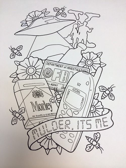 a drawing of a cell phone surrounded by flowers and ribbons with the words love is me on it