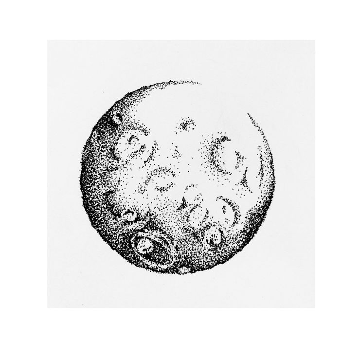 an old drawing of the moon in black and white