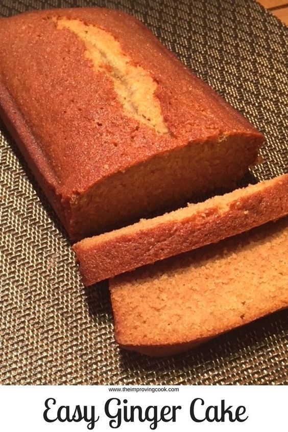 a loaf of easy ginger cake sitting on top of a table