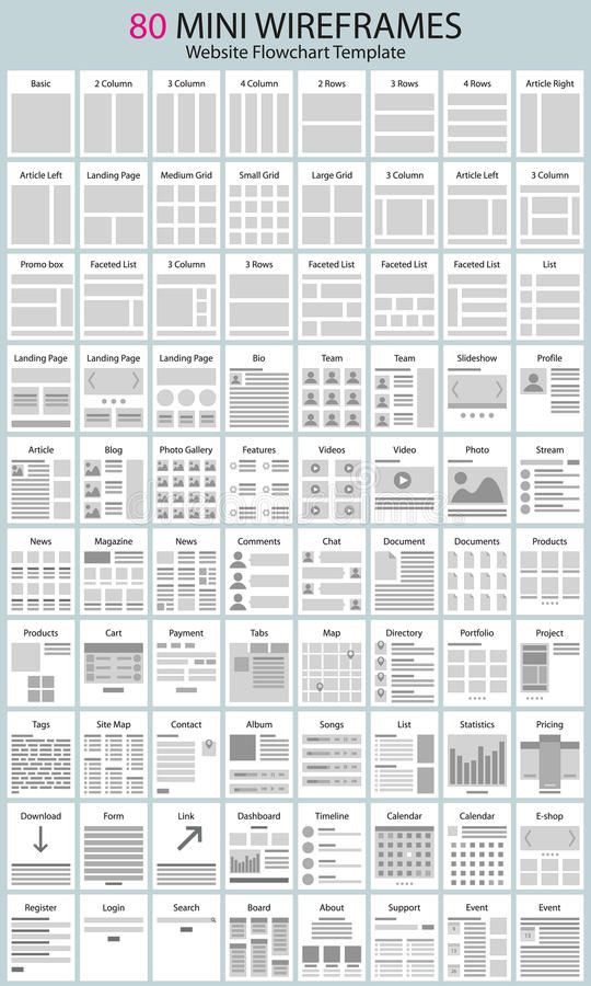 the 80 mini wireframes poster is shown in grey and white, with text below it