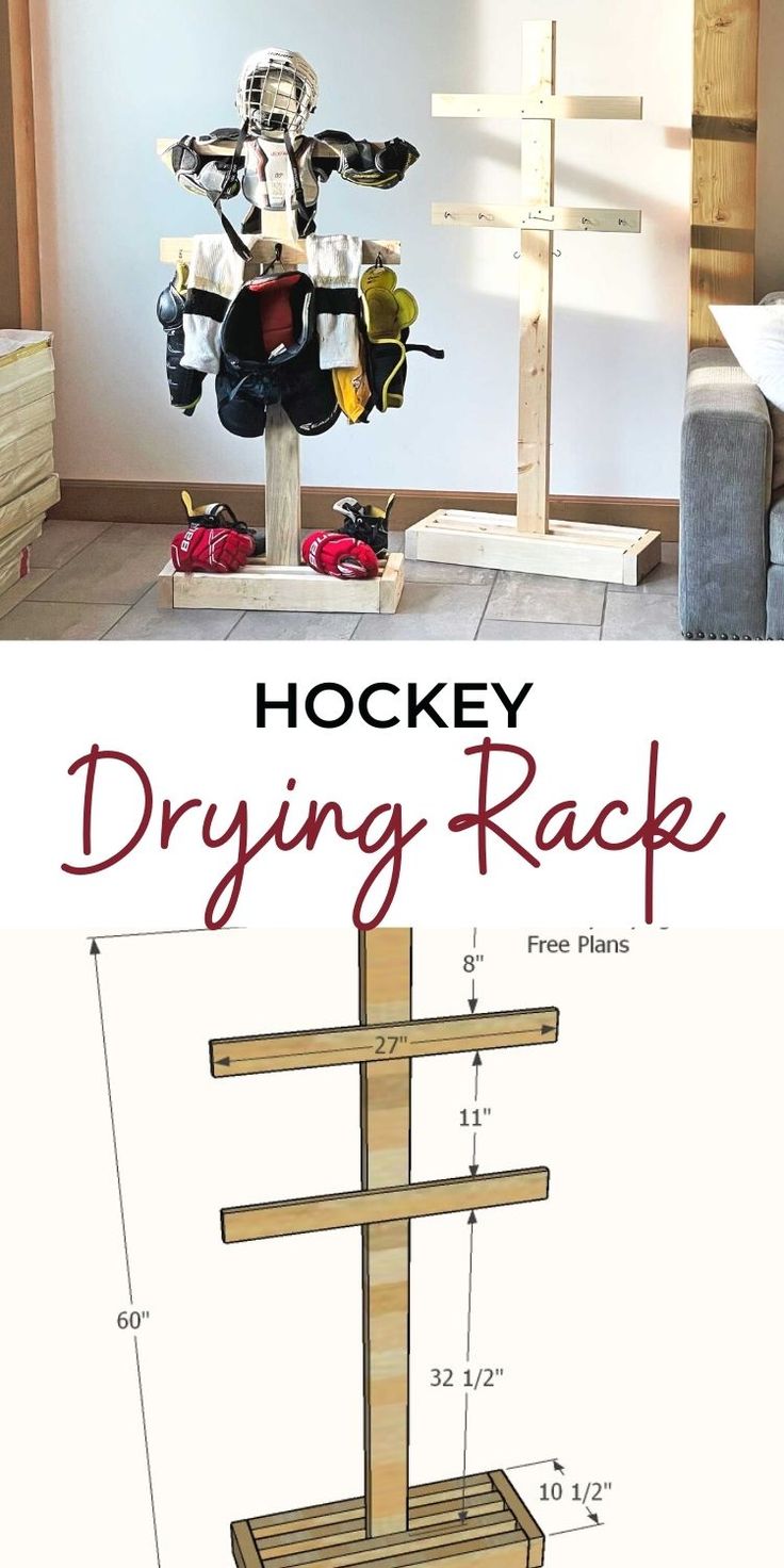 the hockey drying rack is made out of wood