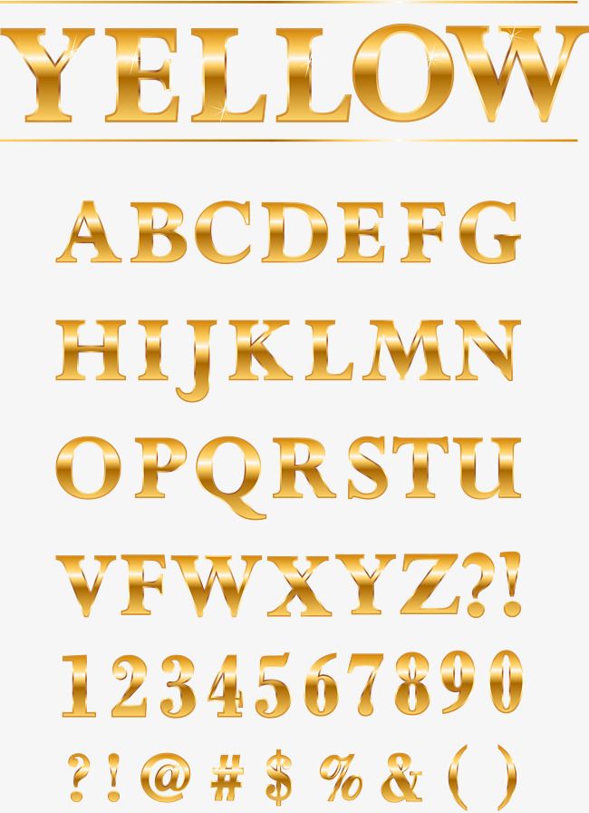 the golden font and numbers are all in different styles, but there is no image to describe