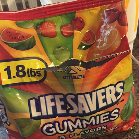 a bag of lifesavers gummies sitting on top of a counter