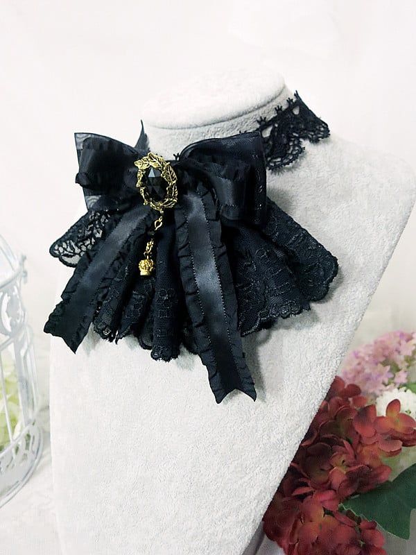 Bow Tie Length: 11cm.  Bowknot Size: 10*13cm.  Lace Choker Length: 42cm  Attention: This price includes a choker only, others are not included. Tie Choker, Pretty Jewelry Necklaces, Lace Choker, Concept Clothing, Elegant Gothic, Tie Length, Lace Bow, Tie Styles, Lace Bows