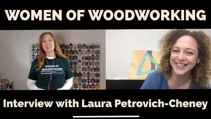 two women sitting next to each other with the words women of woodworking on them