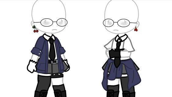 two cartoon characters dressed in black and white clothing, one with glasses on his head