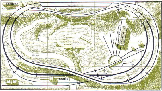 a drawing of a model train track with various tracks and numbers on it, as well as