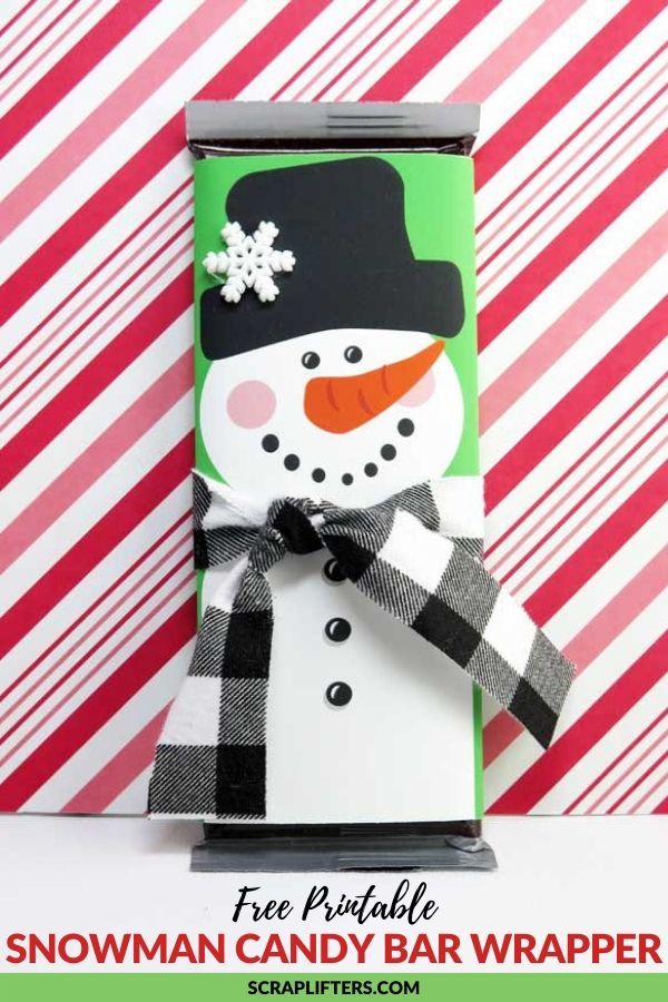 a snowman candy bar wrapper is shown with the text free printable on it