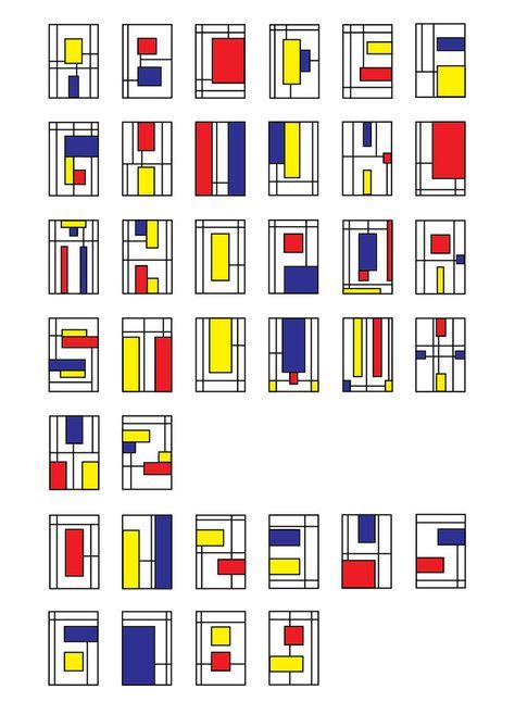 an image of different colored squares and rectangles on a white background, each with one square in the middle