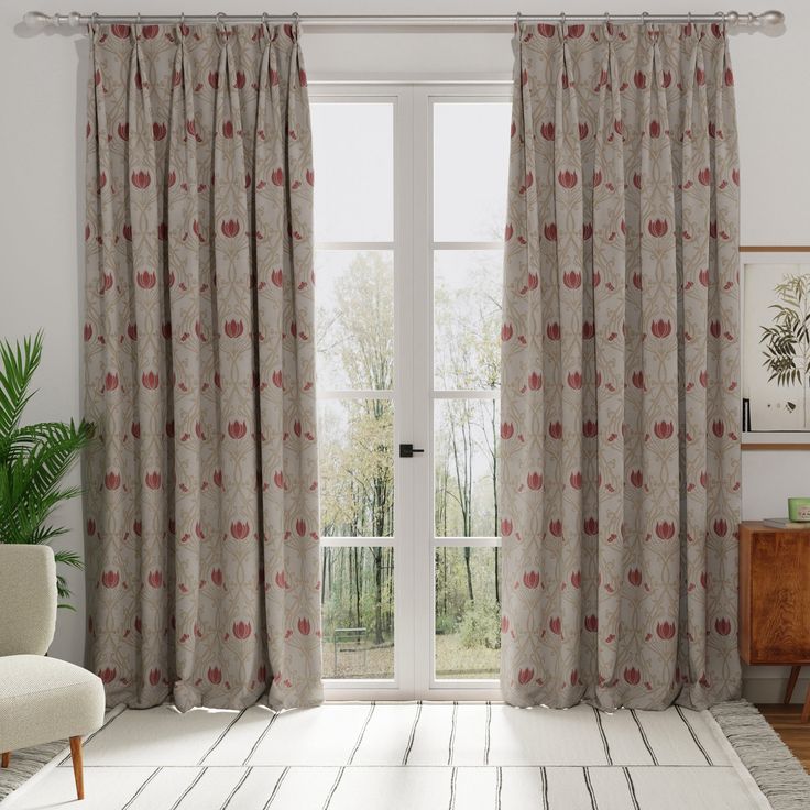 a living room scene with focus on the curtains