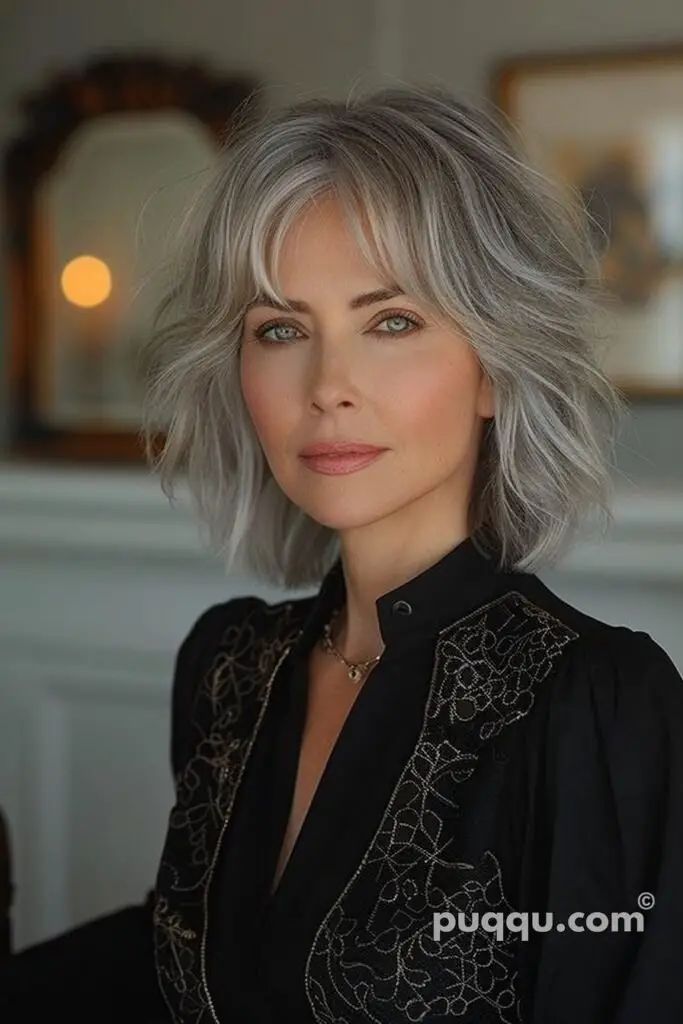 gray-hair-color-55 Platinum Hair Makeup Looks, Grey And Black Hair, Hairstyles For Gray Hair, Hair Color Guide, Grey Hair Looks, Going Grey, Grey Hair Inspiration, Layered Haircuts For Medium Hair, Beautiful Gray Hair