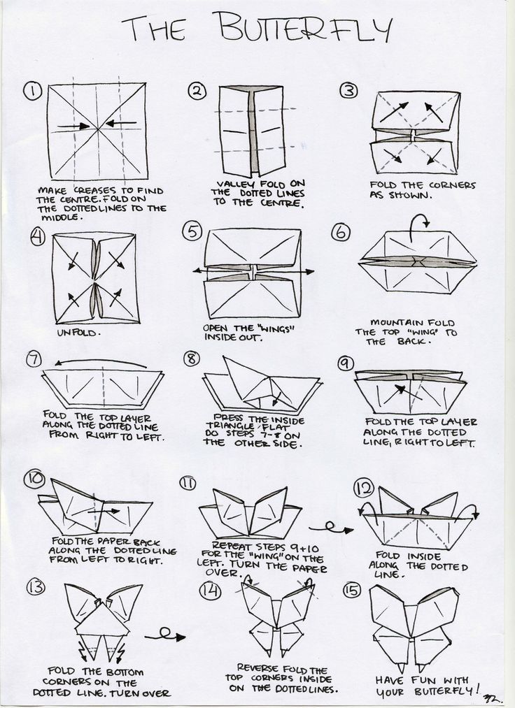 the instructions for how to make an origami butterfly