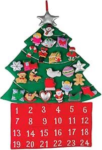 a christmas tree shaped calendar hanging on a wall