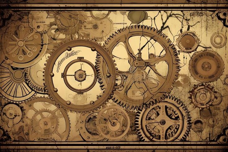 an old clock with gears on it is shown in sepia tone royalty illustration stock photos