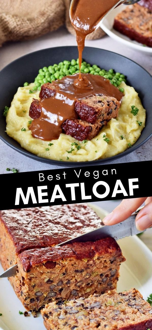 meatloaf with sauce being drizzled over it and served on a plate