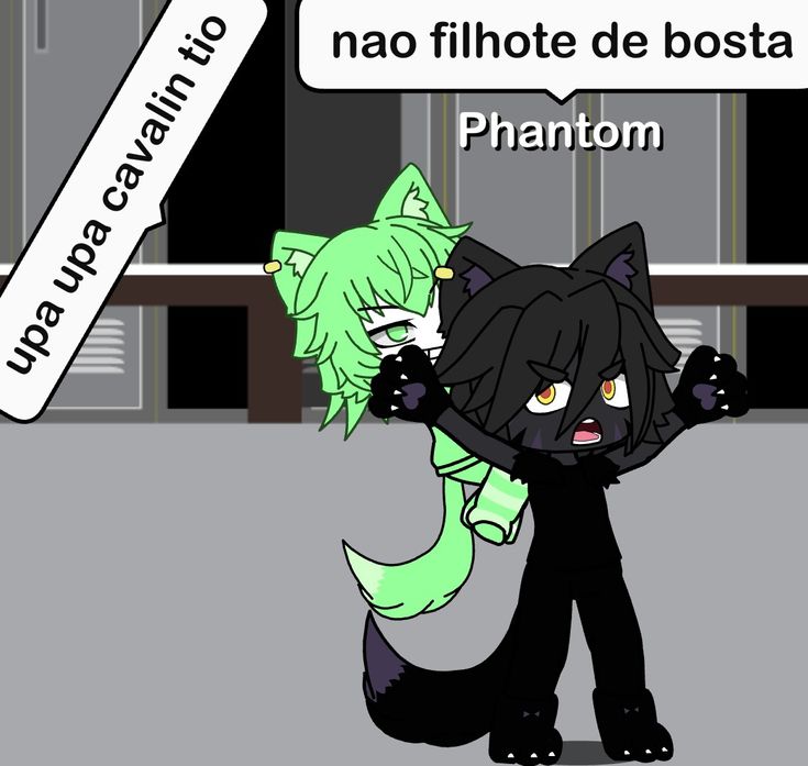 an image of a cartoon cat holding another cat in his arms and the caption reads, nao filotte de boston phantom