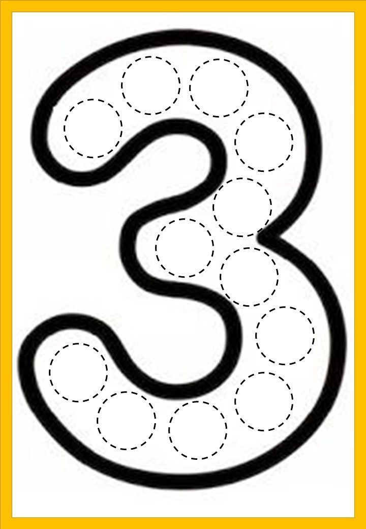 a black and white number three with circles in the shape of a letter, on a yellow frame