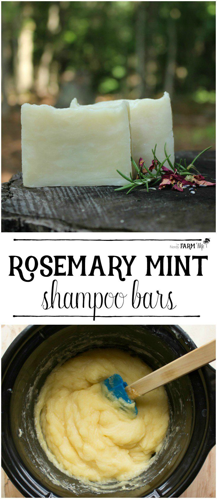 rosemary mint shampoo bars in a crock pot