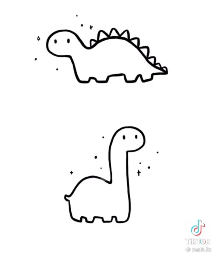 an image of two dinosaurs that are drawn in black and white with stars on them