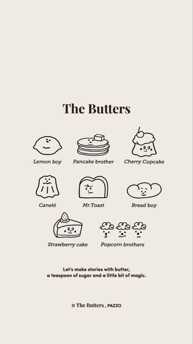 an advertisement for the butters, which features different types of bread and other foods