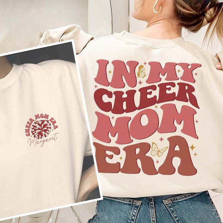 Cheer Mom Era Shirt, Cheer Mom Hoodie Ideas, Cheer Squad Shirts, In My Cheer Mom Era, Cheer Mom Shirts Ideas, Cheer Sister Shirts, Cheer Mom Outfit, Cheer Mom Shirt Ideas, Cheer Merch