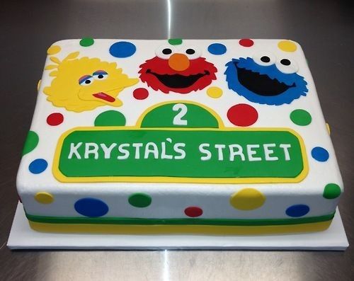 a birthday cake with sesame street characters on it