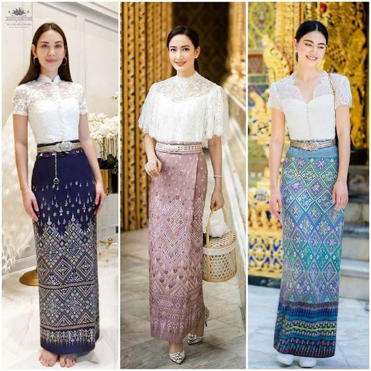 Modern Filipiniana Dress, Thailand Dress, Thai Silk Dresses, Kebaya Modern Dress, Traditional Thai Clothing, Filipiniana Dress, Traditional Dresses Designs, Elegant Outfit Classy, Girls Dress Outfits