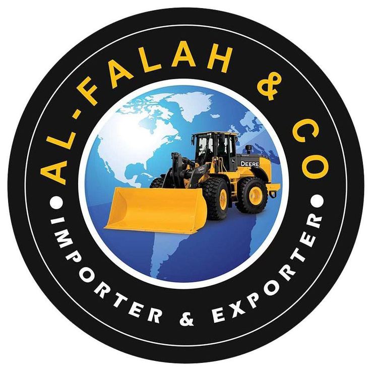 the logo for alfah & co, inc is shown in black and white with a yellow bulldozer