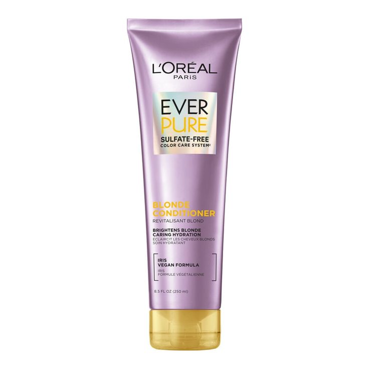 EverPure Blonde Shampoo and Conditioner brighten blonde, over-processed hair while restoring shine. Sulfate Free, Vegan Formula. L'Oreal Paris Sulfate Free Blonde Conditioner Brightening Blonde Hair, EverPure, 8.5 fl oz; Brighten blonde and intensely hydrate over-processed, blonde hair Blonde shampoo and conditioner brighten and care for over-processed, color-treated blonde hair Blonde brightening shampoo and conditioner for color treated, blonde, dry, over-processed, dull, and bleached hair For Daily Hair Routine, Blonde Shampoo, Sulfate Free Shampoo, Hair Blonde, Bleached Hair, Sulfate Free, Hair Routines, Blonde Color, L Oreal