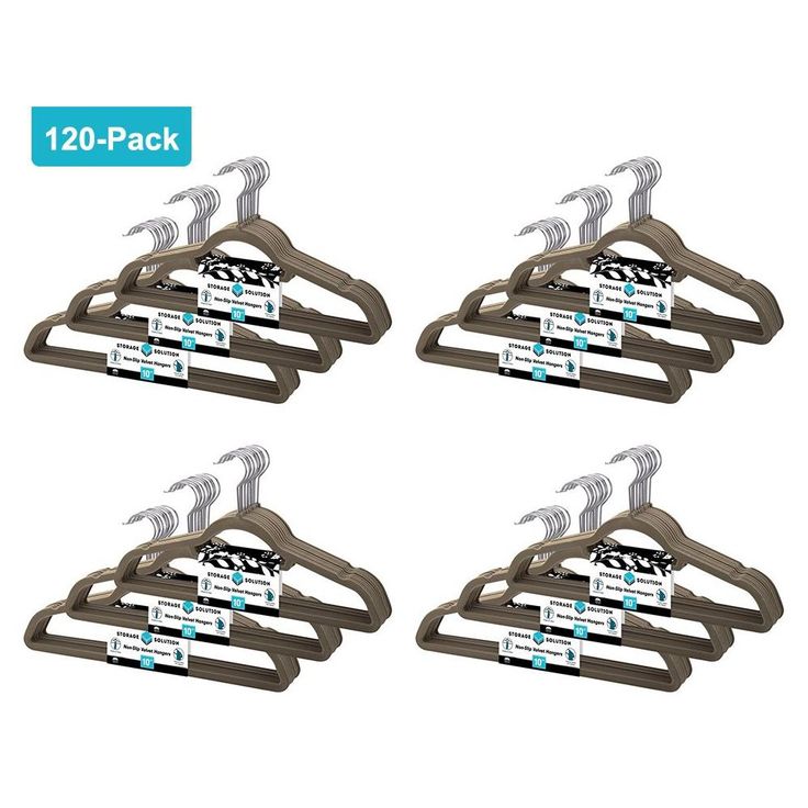 four pack of clothes hangers with clips on each side and the numbers 120 - pack