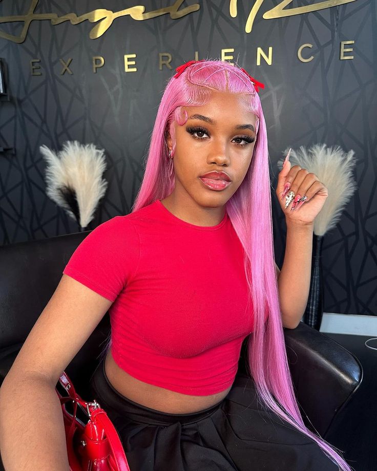 Soooo pretty pink😍Love the hair magic from stylist @angelslayedmyhair_🔥 

Follow @bombtress_hair for more hair inspirations💕 
Pick bomb 613 wig and get this inspired style🥰 
.
.
.
.
.
.
.
.
.
.
.
.
#explore #wiggoals #hairtrends #coloredwigs #colorwigs #613wig #blondewig #blondehair #613hair #613blondehair #straighthairwigs #straightwig  #wigunits #wiginstall #lacewigs #lacefrontalwig #issawig #wigstore #wigsale #wigsforsale #affordablewigs #gluelesswig #transparentlace #frontalunits Pink Wig Hairstyles For Black Women, Pretty Edges, Lace Wigs Styles, Hair Tea, Frontal Wig Hairstyles, Birthday Hairstyles, Affordable Wigs, Birthday Hair, Frontal Hairstyles