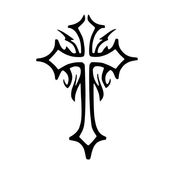 a black and white image of a cross