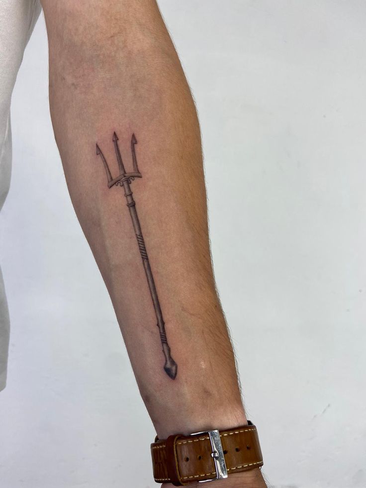 Traditional Nautical Tattoo, Geometric Wolf Tattoo, Trident Tattoo, Small Back Tattoos, Poseidon Tattoo, Word Tattoo, Shiva Tattoo Design, Greek Mythology Tattoos, Mythology Tattoos