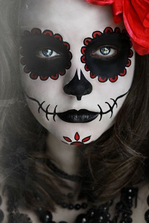 Idée de maquillage Makijaż Sugar Skull, Carnaval Make-up, Halloween Makeup Sugar Skull, Sugar Skull Costume, Halloweenský Makeup, Uhyggelig Halloween, Dead Makeup, Den Mrtvých, Sugar Skull Makeup