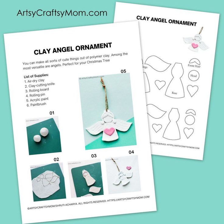 the instructions for clay angel ornament