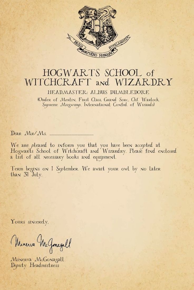 the hogwart's school of witchcraft and wizardry letter from harry potter