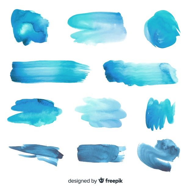 blue watercolor paint strokes on white background