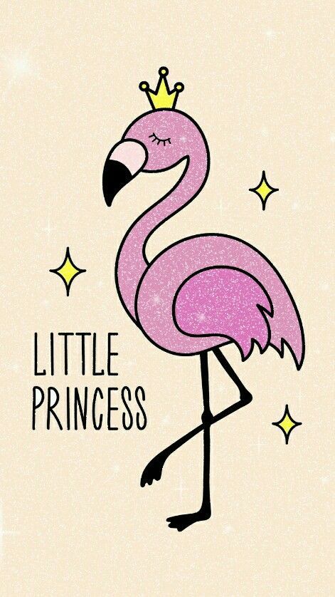 a pink flamingo with a crown on it's head and the words little princess written